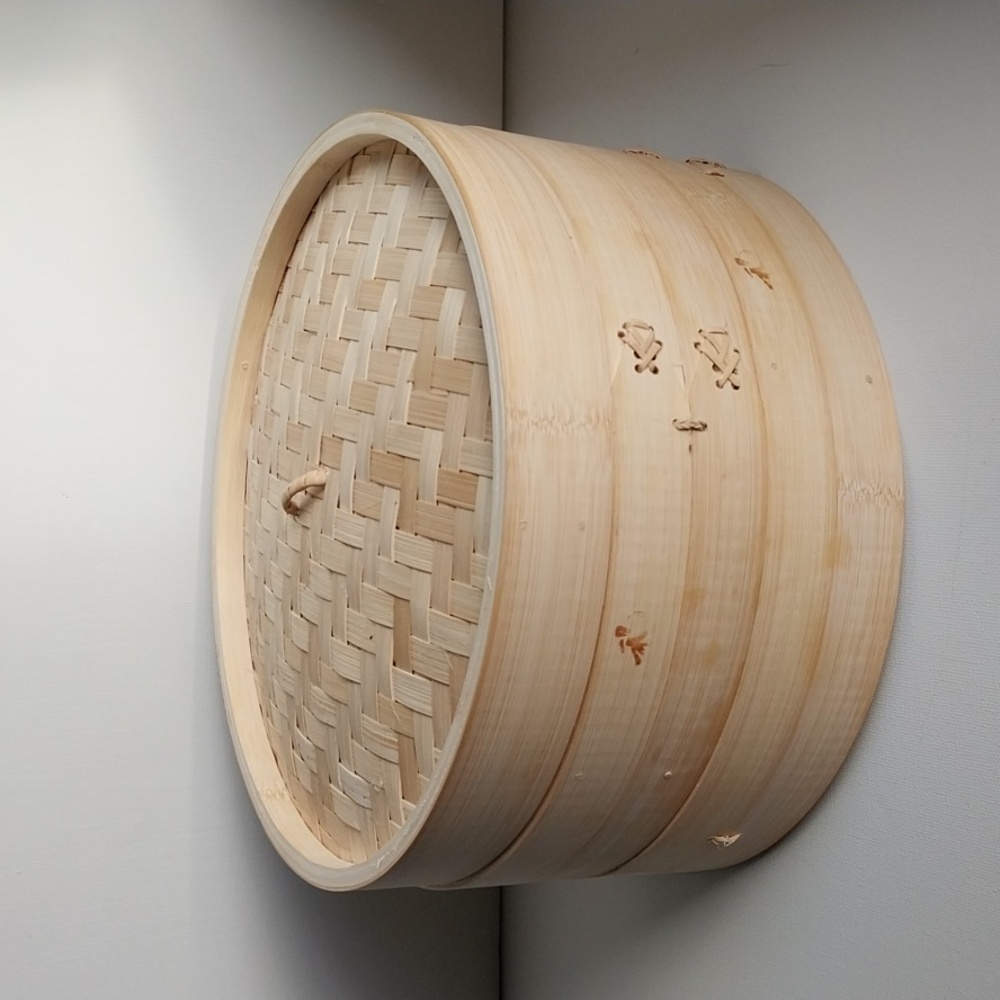 ASIAN Bamboo Steamers 3 Tier Set Large Liners Doomed Lid Aproximate Vegan